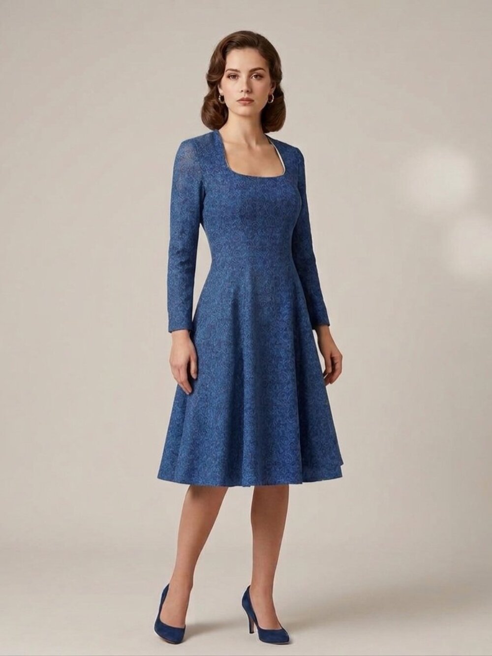 Vintage 90s Liz Claiborne Square-Neck Skater Dress